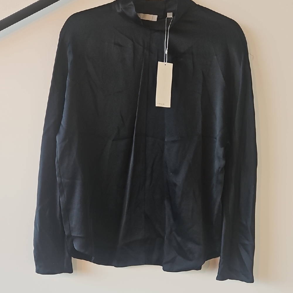 Vince Classic Black High-Neck Blouse